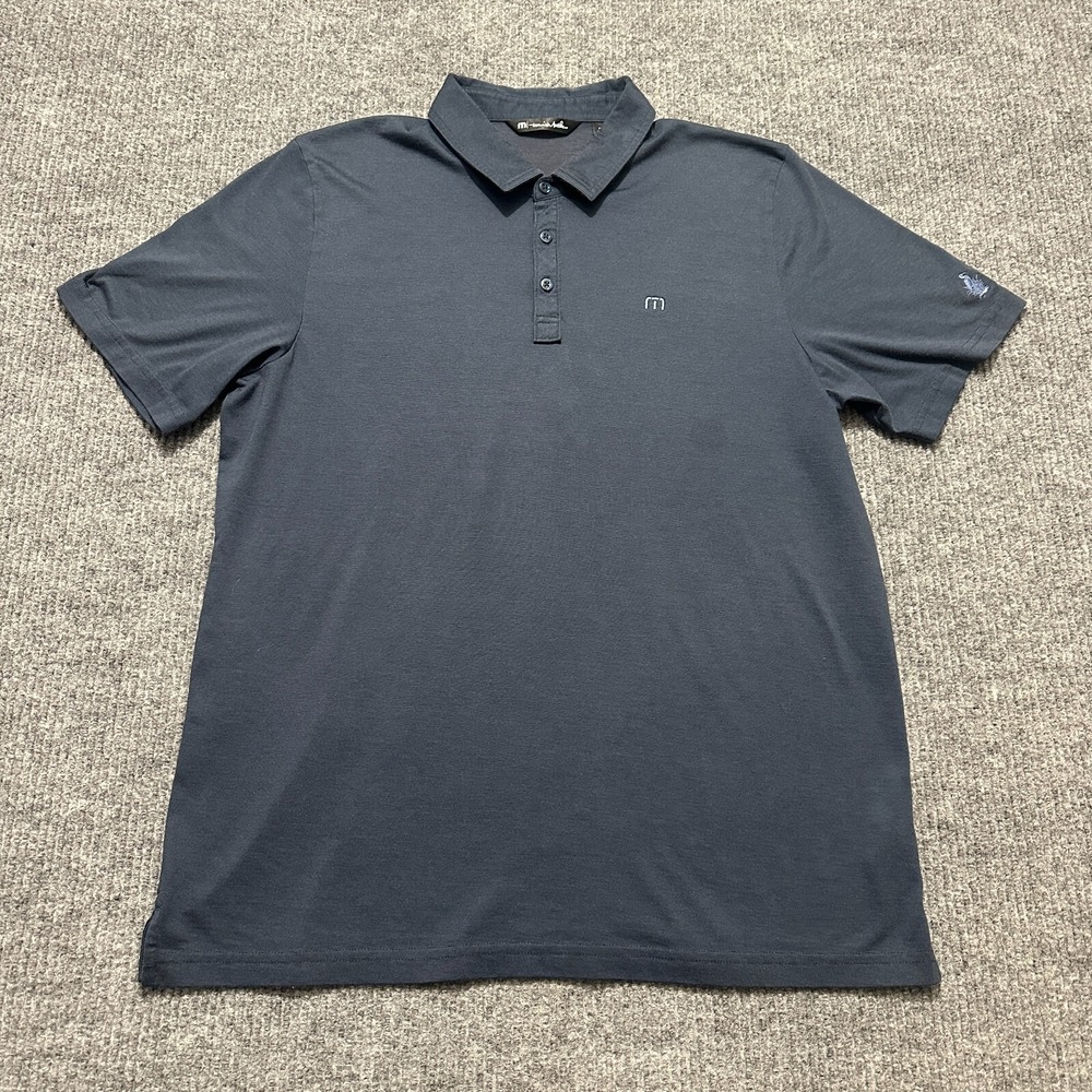 Travis Mathew Mens XXL Blue Polo‎ Shirt Egret Clasic Short Sleeve